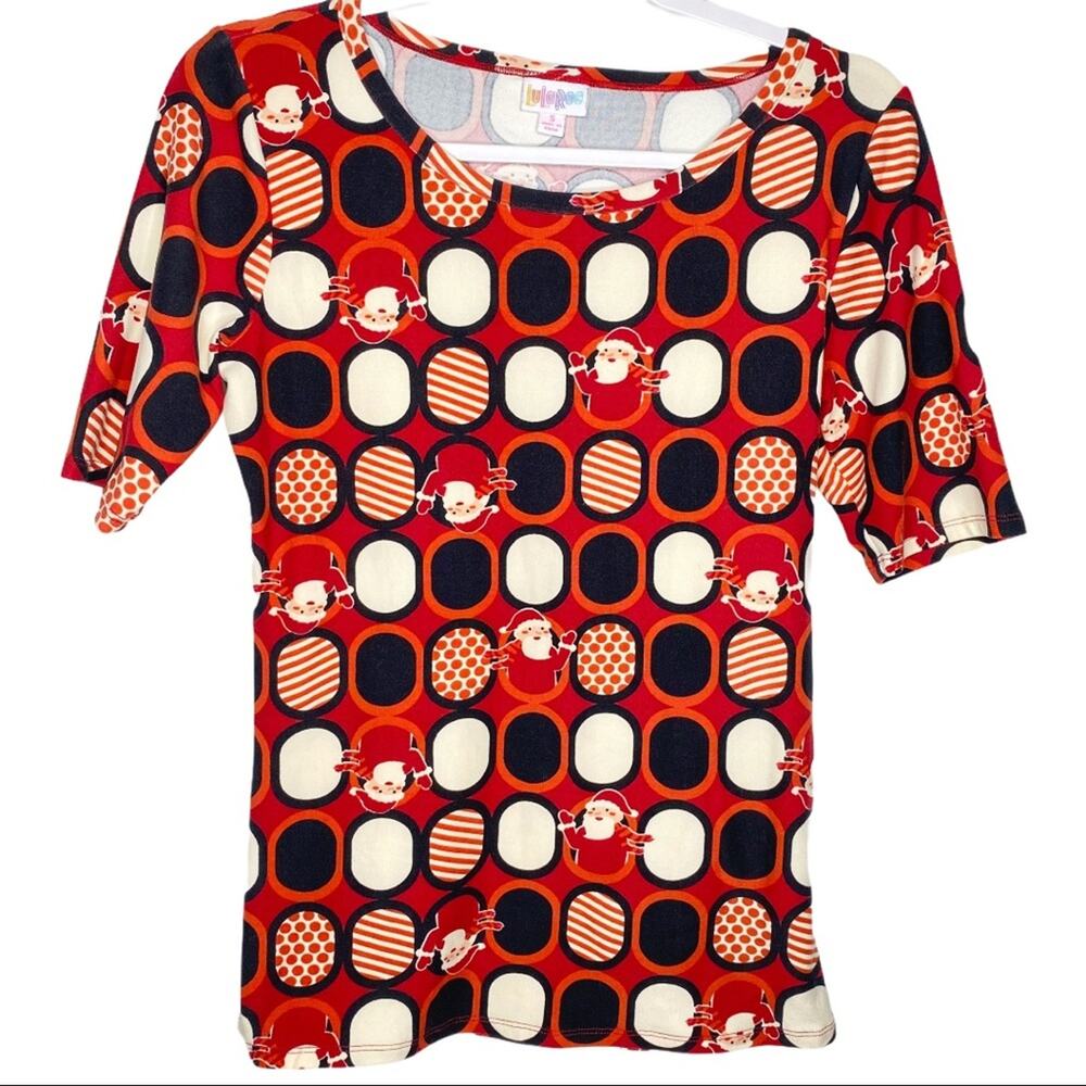 NWOT LulaRoe Red Christmas Waving Santa Soft Gigi Small